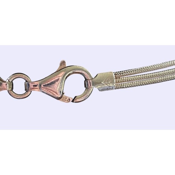 Sterling Silver Multi-Strand Necklace With Bead Pendant & Lobster Clasp - Picture 4 of 5